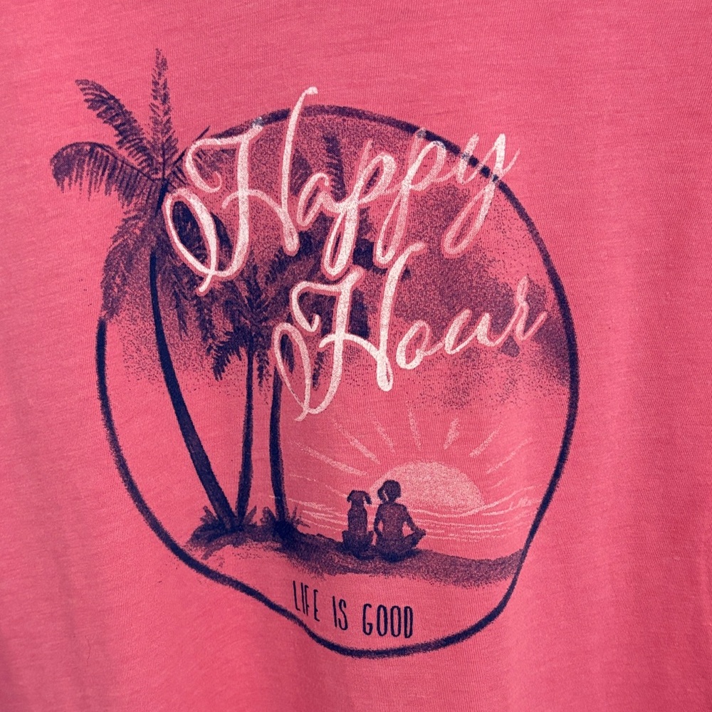 Life Is Good Pink V-Neck Tee with Graphic - Picture 3 of 5